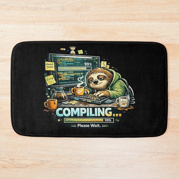 Item preview, Compiling Please Wait Sloth Programmer | Funny Coding Humor Art designed and sold by Dogandesighn.