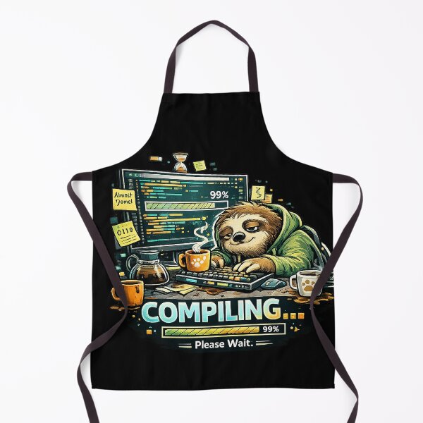 Item preview, Compiling Please Wait Sloth Programmer | Funny Coding Humor Art designed and sold by Dogandesighn.