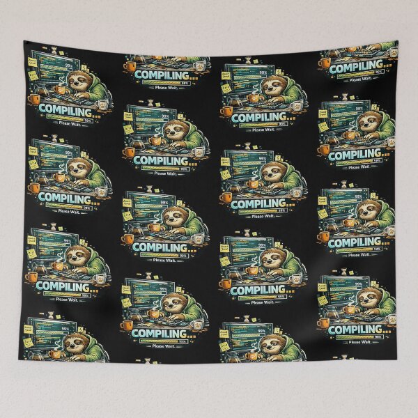 Item preview, Compiling Please Wait Sloth Programmer | Funny Coding Humor Art designed and sold by Dogandesighn.
