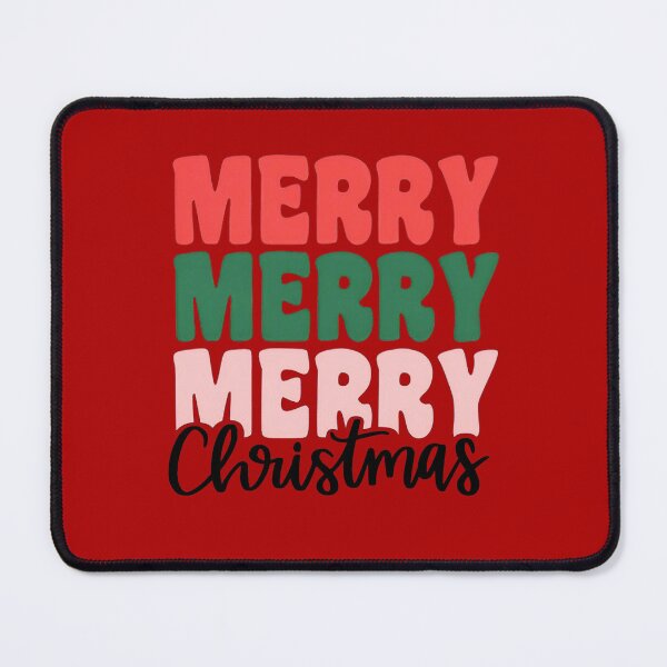 Item preview, Merry Merry Merry Christmas Retro Groovy Stacked Typography designed and sold by by2pals.