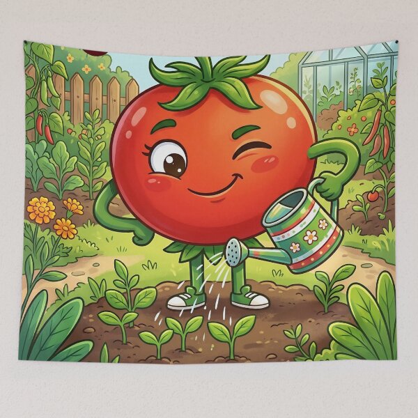 Item preview, Cartoon Tomato Watering Garden Seedlings designed and sold by JC Art Creations.
