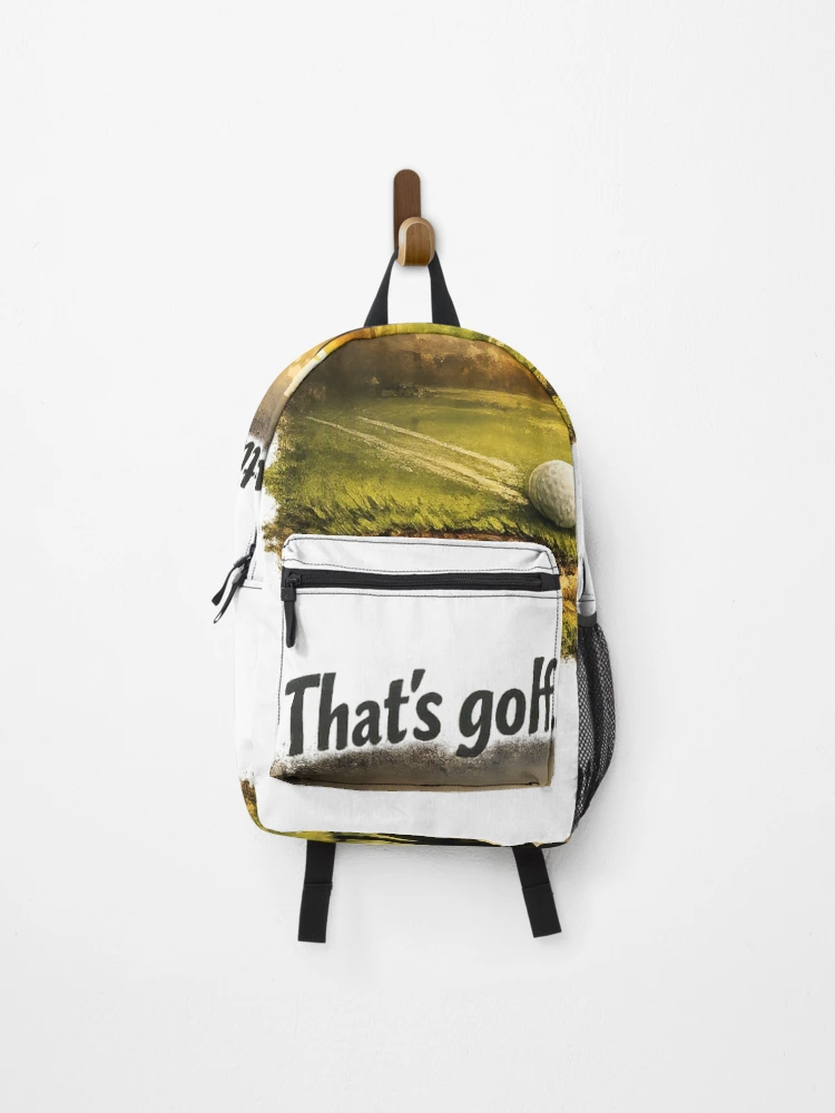 Thumbnail 1 of 3, Backpack, That’s Golf Unfortunately Comic Design designed and sold by RMBPrintStudio.
