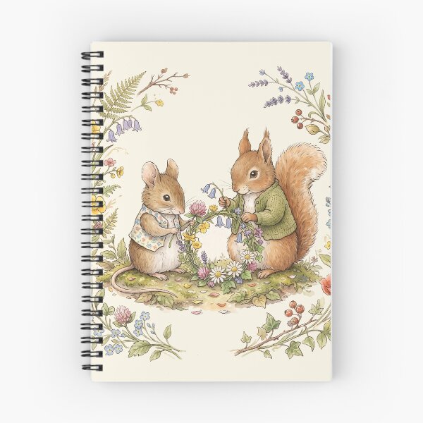 Item preview, Mouse Squirrel Flower Wreath Cottagecore Art designed and sold by Pasteltone.