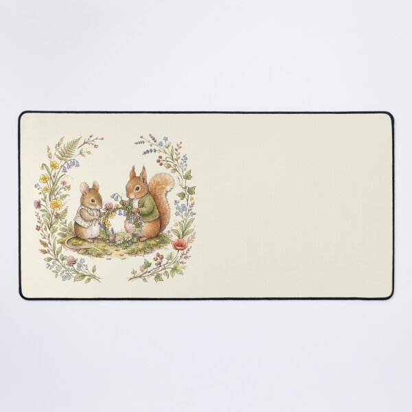 Item preview, Mouse Squirrel Flower Wreath Cottagecore Art designed and sold by Pasteltone.