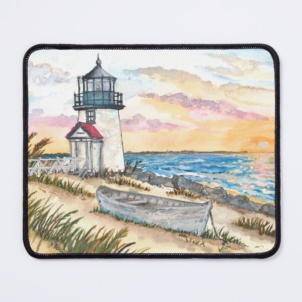 Item preview, Brant Point Lighthouse Watercolor – Nantucket Coastal Art Print, Massachusetts Travel Gift designed and sold by artshop77.