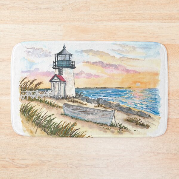 Item preview, Brant Point Lighthouse Watercolor – Nantucket Coastal Art Print, Massachusetts Travel Gift designed and sold by artshop77.