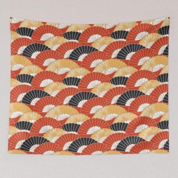 Item preview, Japanese Folding Fan Pattern – Red, Gold & Navy designed and sold by casualnature.
