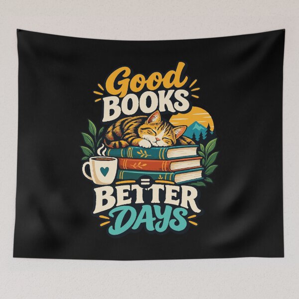 Item preview, Cozy Books Better Days Reading Cat designed and sold by Fun2Fentastic.