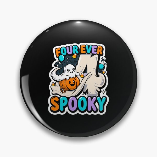 Item preview, Four Ever Spooky – Funny Ghost Halloween 4th Birthday Shirt designed and sold by DyzioSupply.