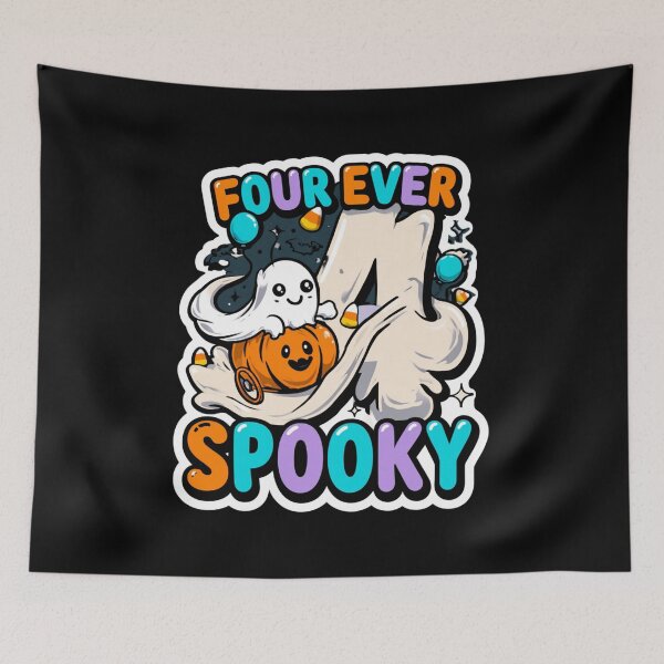 Item preview, Four Ever Spooky – Funny Ghost Halloween 4th Birthday Shirt designed and sold by DyzioSupply.