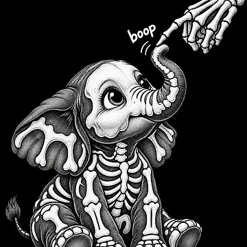 Artwork thumbnail, Cute Elephant Skeleton Boop by ROUX-ART