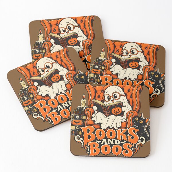 Item preview, Books and Boos - Halloween Art - cute ghost - bookworm designed and sold by luckysolo.