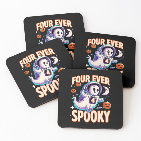 Item preview, Four Ever Spooky – Funny Ghost Halloween 4th Birthday Shirt designed and sold by DyzioSupply.