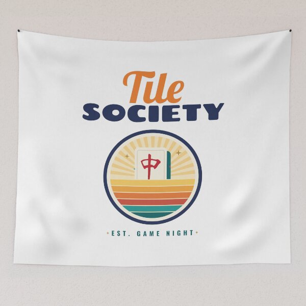 Aperçu de l'œuvre Tile Society Est. Game Night: Retro Sunset Mahjong créée et vendue par The Tee Collective.