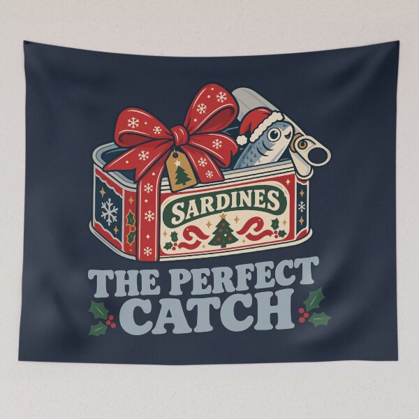 Item preview, Retro Christmas Sardine Tin Gift – Funny Vintage Fish Pun Holiday Design designed and sold by Skryp-art.