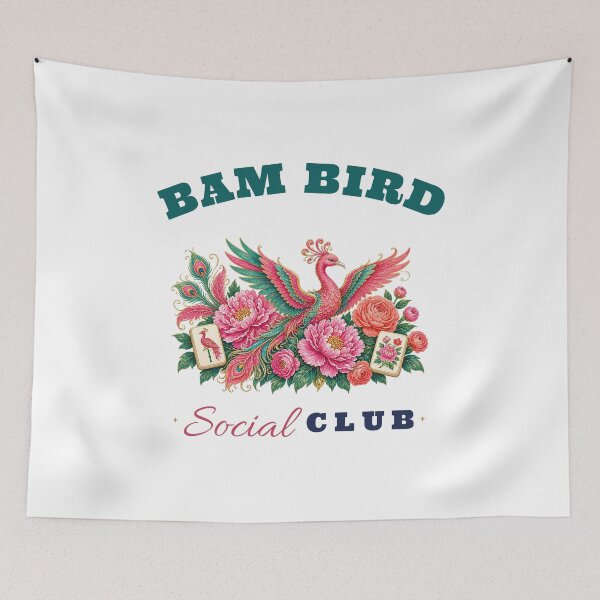 Aperçu de l'œuvre Bam Bird Social Club: Floral Mahjong Bird créée et vendue par The Tee Collective.