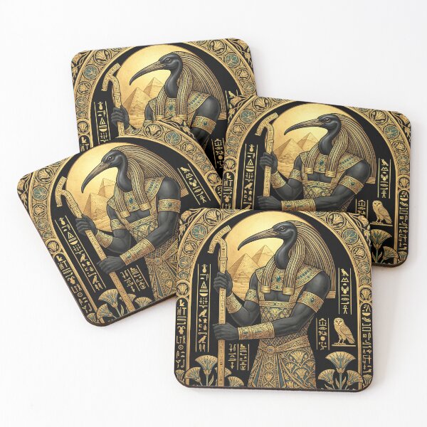 Item preview, Thoth Egyptian God of Wisdom Gold Hieroglyphics Art designed and sold by Vintage Poster Gallery.
