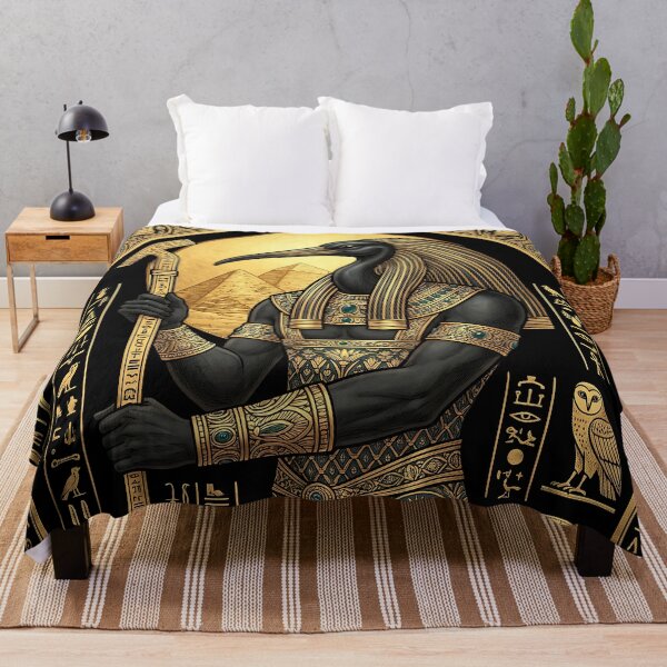 Artikelvorschau, Thoth, ägyptischer Gott der Weisheit, Goldhieroglyphenkunst entworfen und verkauft von Vintage Poster Gallery.
