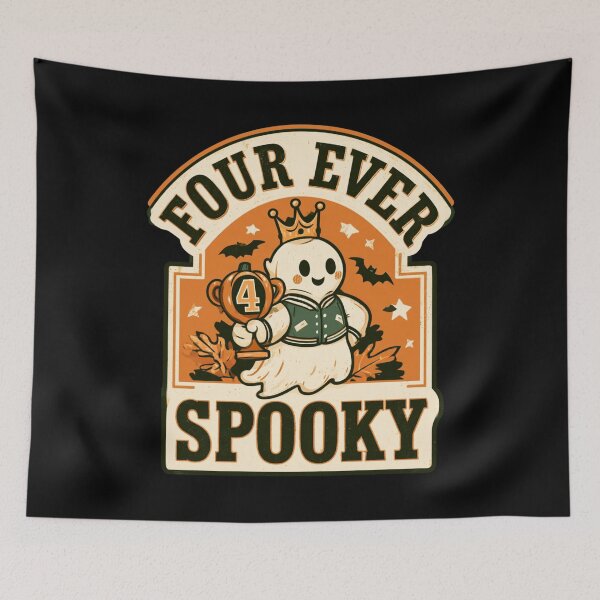 Item preview, Four Ever Spooky – Funny Ghost Halloween 4th Birthday Shirt designed and sold by DyzioSupply.
