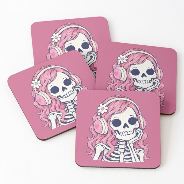 Item preview, Skeleton Girl Wearing Headphones  designed and sold by CreepyCornerArt.
