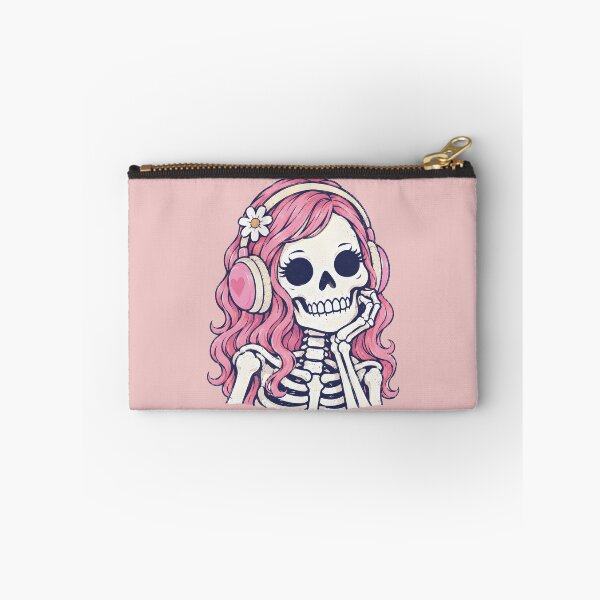 Item preview, Skeleton Girl Wearing Headphones  designed and sold by CreepyCornerArt.