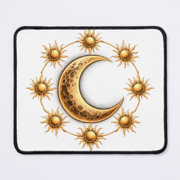 Item preview, Golden Crescent Moon | Celestial Sun Circle designed and sold by CalmMandala.