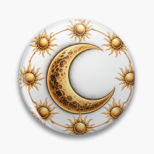 Item preview, Golden Crescent Moon | Celestial Sun Circle designed and sold by CalmMandala.