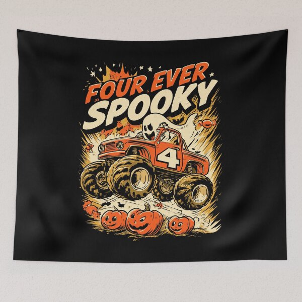 Item preview, Four Ever Spooky – Funny Ghost Halloween 4th Birthday Shirt designed and sold by DyzioSupply.