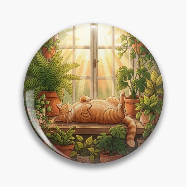 Item preview, Orange Cat Sunbathing in Plant Jungle designed and sold by AIG - Andrei Ilie Graphics.