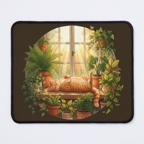 Item preview, Orange Cat Sunbathing in Plant Jungle designed and sold by AIG - Andrei Ilie Graphics.
