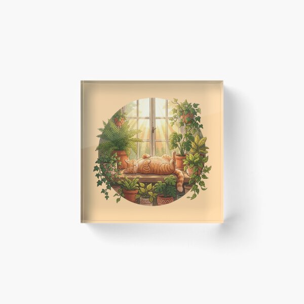 Item preview, Orange Cat Sunbathing in Plant Jungle designed and sold by AIG - Andrei Ilie Graphics.