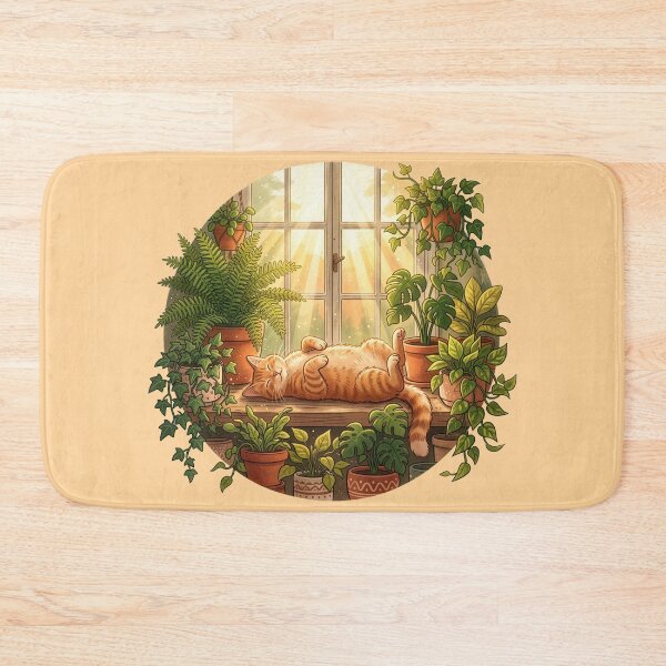 Item preview, Orange Cat Sunbathing in Plant Jungle designed and sold by AIG - Andrei Ilie Graphics.
