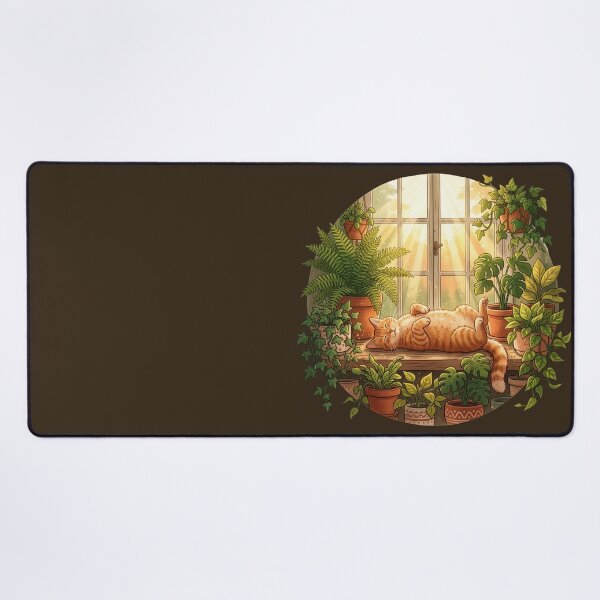 Item preview, Orange Cat Sunbathing in Plant Jungle designed and sold by AIG - Andrei Ilie Graphics.