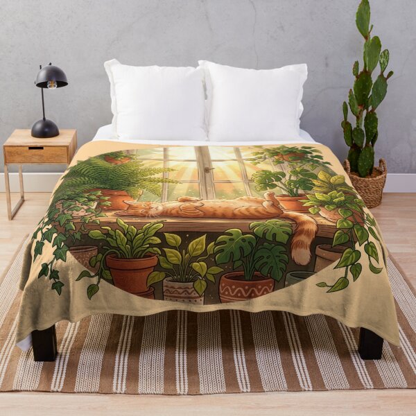 Item preview, Orange Cat Sunbathing in Plant Jungle designed and sold by AIG - Andrei Ilie Graphics.