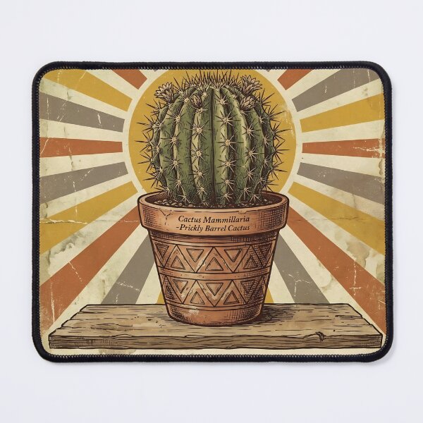 Item preview, Vintage Barrel Cactus Sunburst poster designed and sold by JC Art Creations.