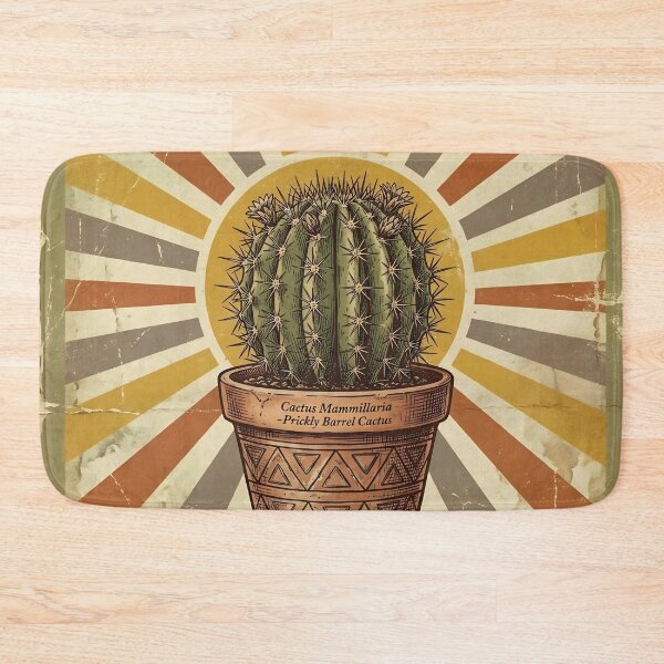 Item preview, Vintage Barrel Cactus Sunburst poster designed and sold by JC Art Creations.
