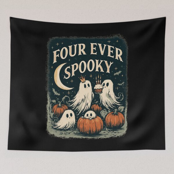Item preview, Four Ever Spooky – Funny Ghost Halloween 4th Birthday Shirt designed and sold by DyzioSupply.