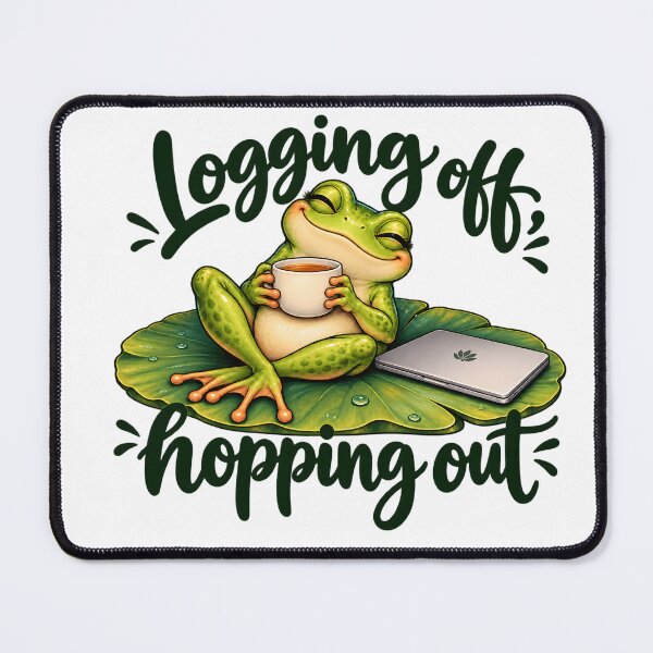 Item preview, Logging Off Hopping Out - Relaxing Frog with Tea designed and sold by Digipeel.