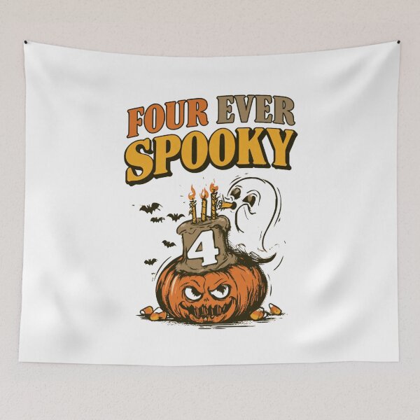 Item preview, Four Ever Spooky – Funny Ghost Halloween 4th Birthday Shirt designed and sold by DyzioSupply.