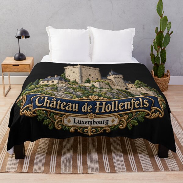 Item preview, Hollenfels Castle Luxembourg Embroidered Medieval Fortress Art designed and sold by Emoji Emblems.