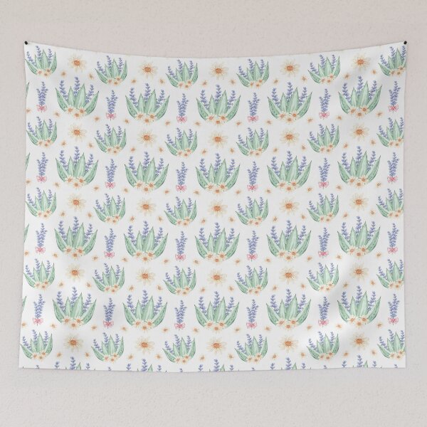 Item preview, Elegant composition with daisies, lavender flowers and aloe vera designed and sold by Lubakeep-art.