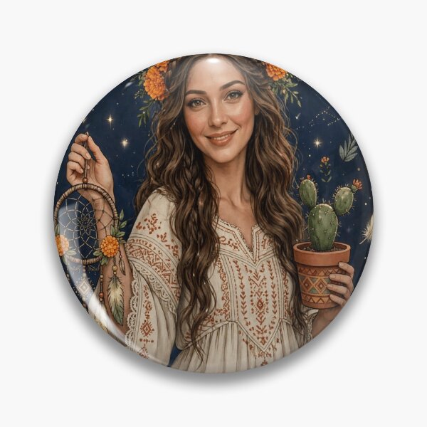 Artikelvorschau, Viva La Vida Boho – Wunderschönes mexikanisches Boho-Mädchen mit Cempasúchil-Krone – Nachtmond-Edition entworfen und verkauft von HydStyle99.