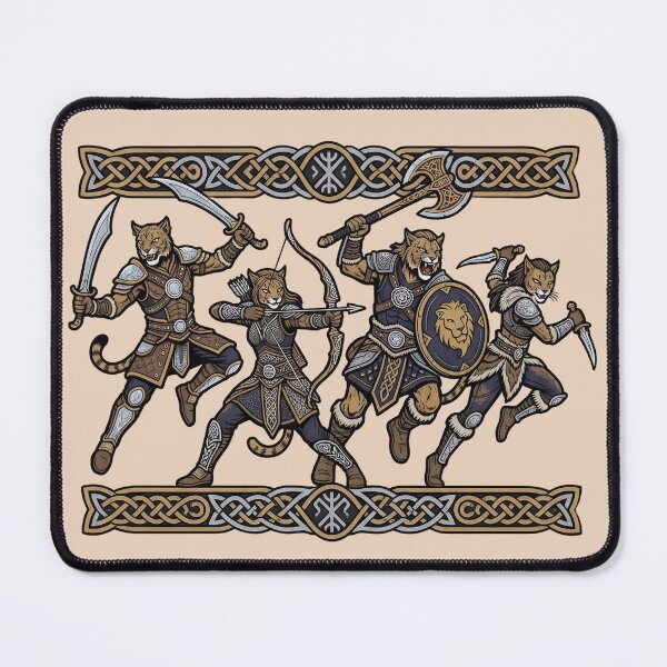 Item preview, Catfolk Warriors Fantasy RPG Party Celtic Knot Graphic Art designed and sold by CuteKats.