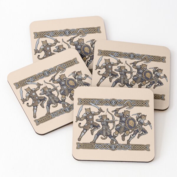 Item preview, Catfolk Warriors Fantasy RPG Party Celtic Knot Graphic Art designed and sold by CuteKats.