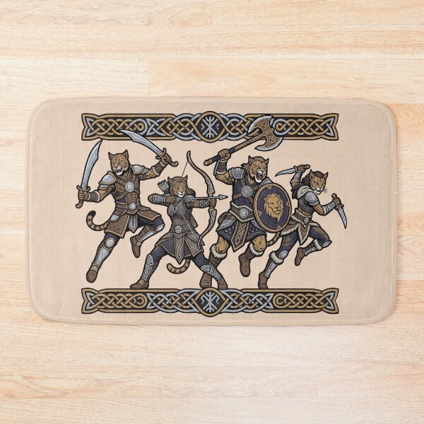 Item preview, Catfolk Warriors Fantasy RPG Party Celtic Knot Graphic Art designed and sold by CuteKats.