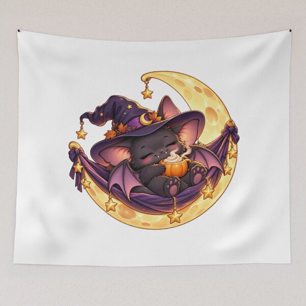 Item preview, Sleepy Bat Witch Hat Halloween Cozy Animal Art for Shirts Stickers Mugs and Gifts designed and sold by The Tired Animal Club.