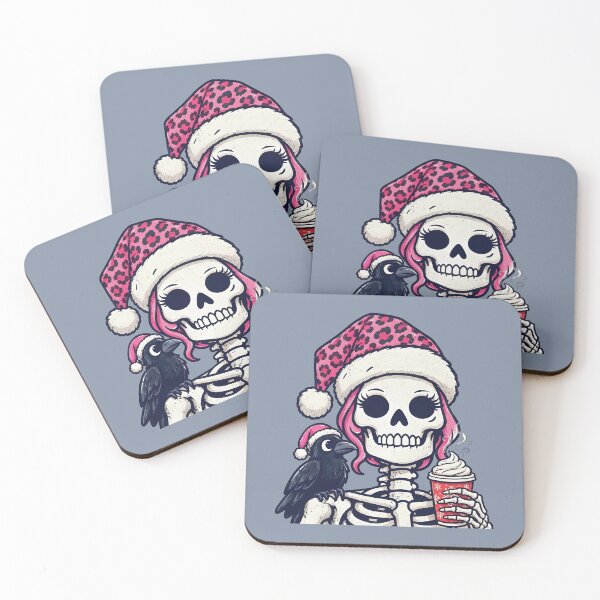 Item preview, Christmas Skeleton Girl Cute Raven  designed and sold by CreepyCornerArt.
