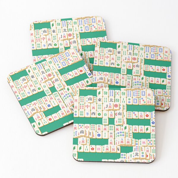 Item preview, Jade Table Shuffle - Mahjong Tiles Pattern designed and sold by Shiri Mor Arts.
