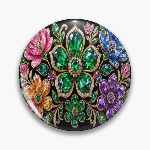 Item preview, Emerald Green Jewel Flower - Baroque Royal Crystal Botanical Pattern designed and sold by Breezes-of-Ida.