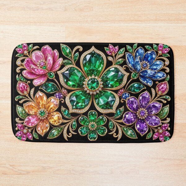 Item preview, Emerald Green Jewel Flower - Baroque Royal Crystal Botanical Pattern designed and sold by Breezes-of-Ida.